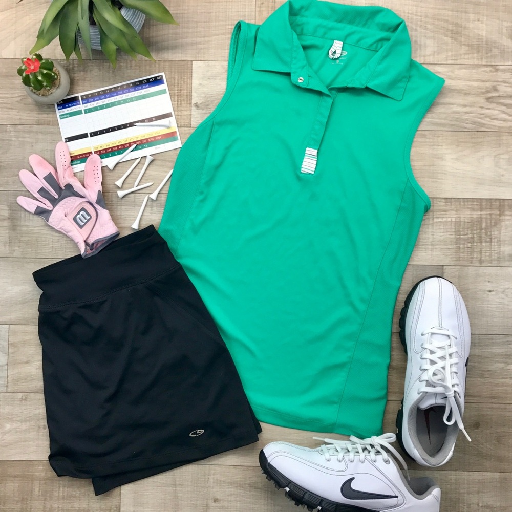Champion green sleeveless collared tank size S